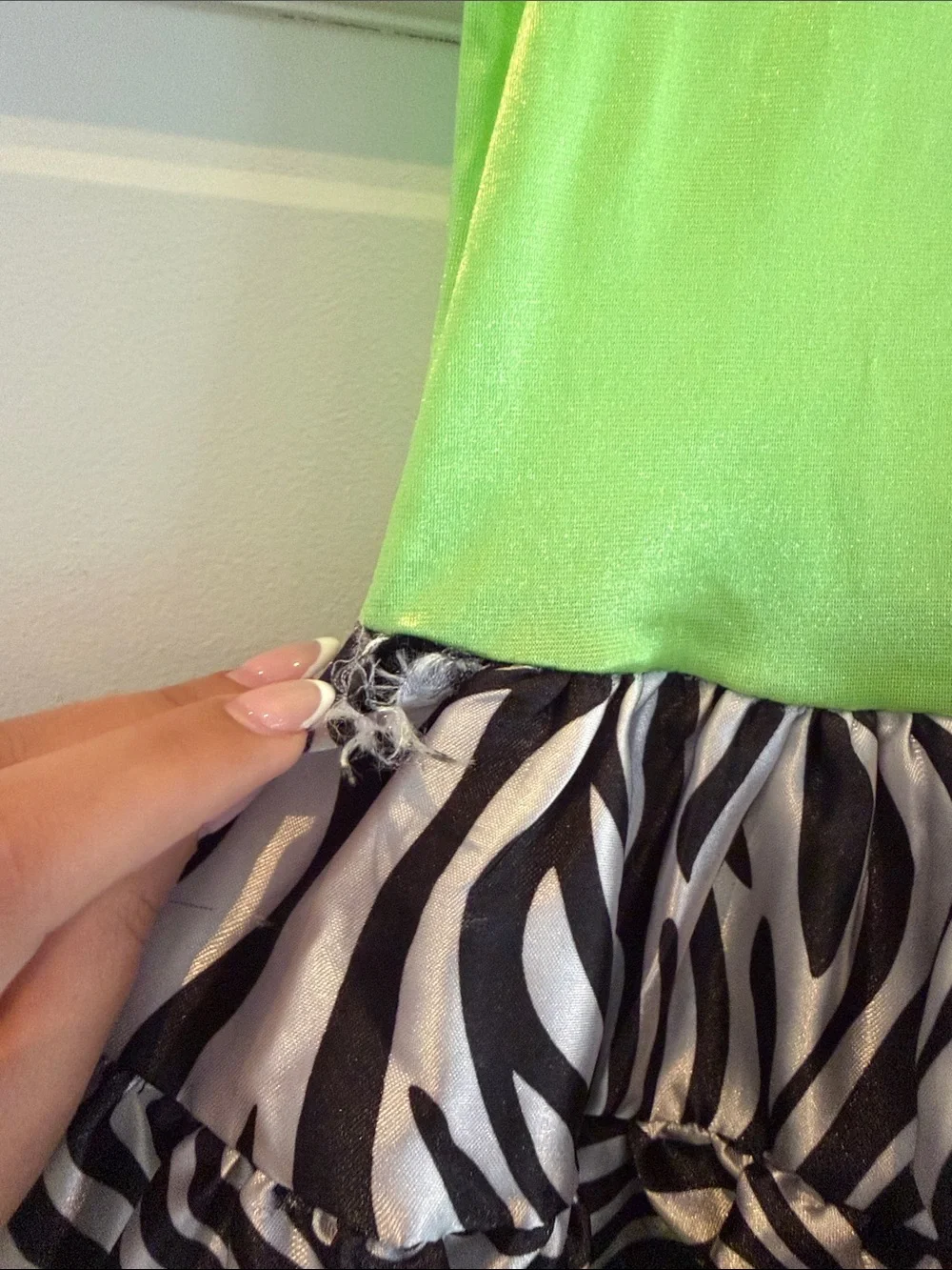 Weissman Neon Green Zebra Tutu Dance Costume with Buckle Belt
